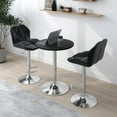 thumbnail image 5 of PULUOMIS 3 Pieces Bar Stools Set, Modern PU Leather Adjustable Swivel Black Bar Stool with Back, Set of 2 with Black Bar Table, 5 of 8