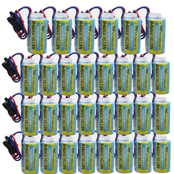 PROTOW 30Pack A6BAT MR-BAT ER17330V PLC Lithium Battery 2/3A 3.6V 1700mAh with Plug for CNC System Servo