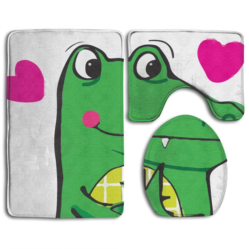 GOHAO Gator Love 3 Piece Bathroom Rugs Set Bath Rug Contour Mat and