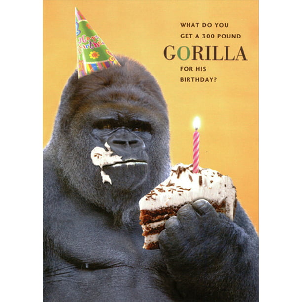 Designer Greetings 300 Pound Gorilla Eating A Piece Of Cake Funny Humorous Birthday Card Walmart Com