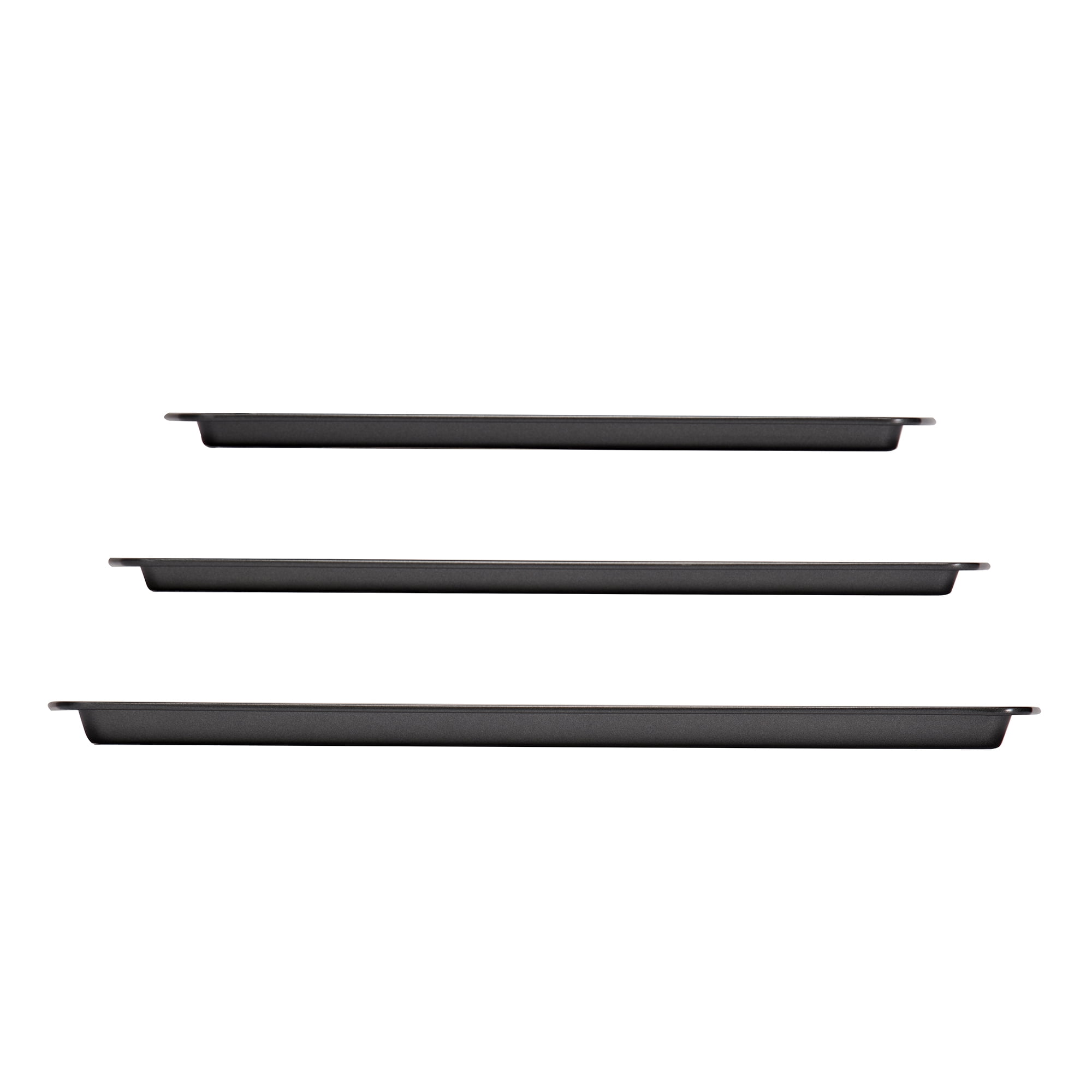 Mainstays 3PC Nonstick Cookie Set, 11.2" x  17.2", 10.2" x 15.2", 9.2" x 13.2", Gray