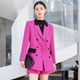 thumbnail image 1 of Chaqueta de traje de manga larga informal profesional de color rojo rosa en contraste de otoño e invierno, pantalones cortos para mujer, traje de dos piezas de moda, 1 of 5