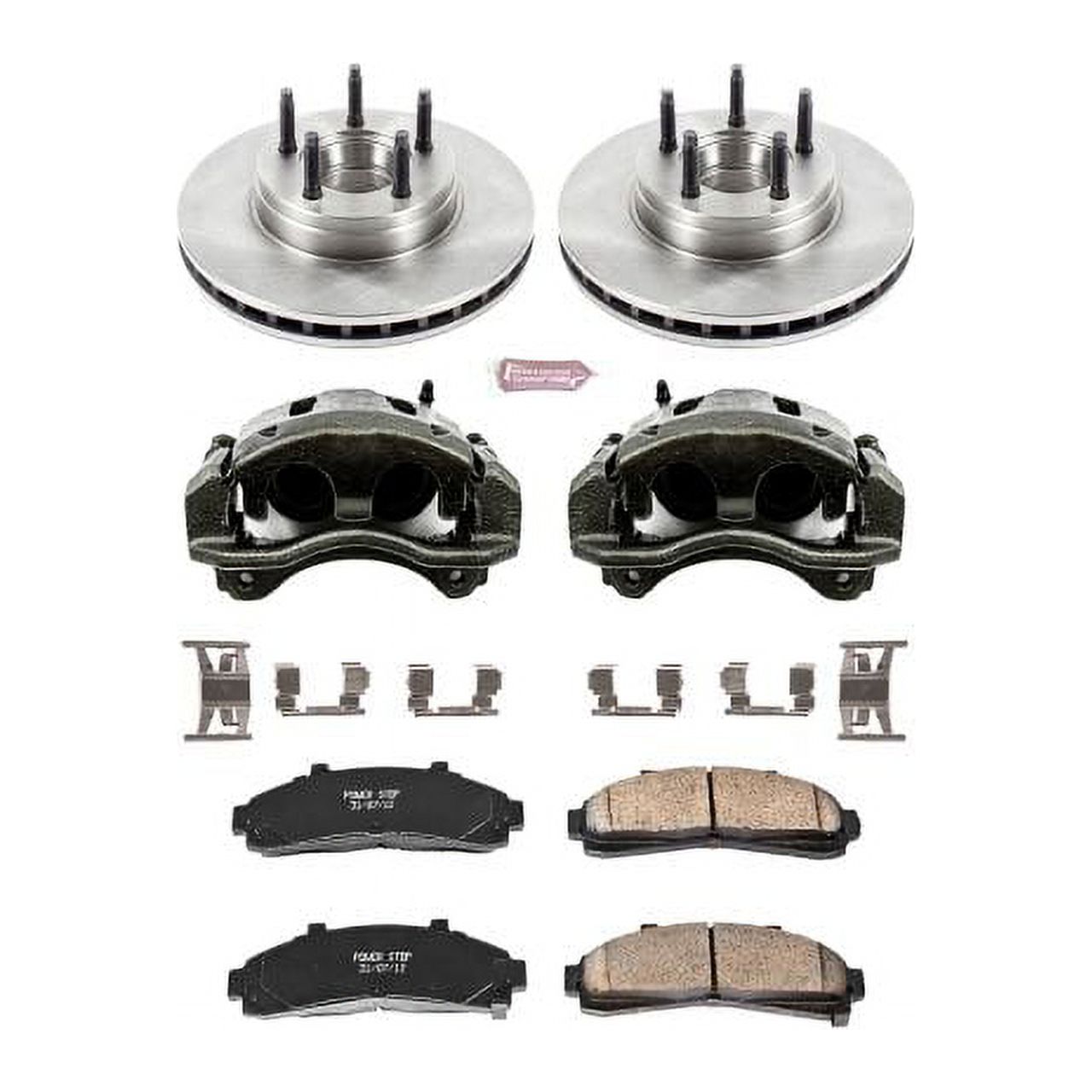 PowerStop Front Stock Replacement Brake Pad and Rotor Kit with Calipers Fits: FORD MAZDA Select Models KCOE5081