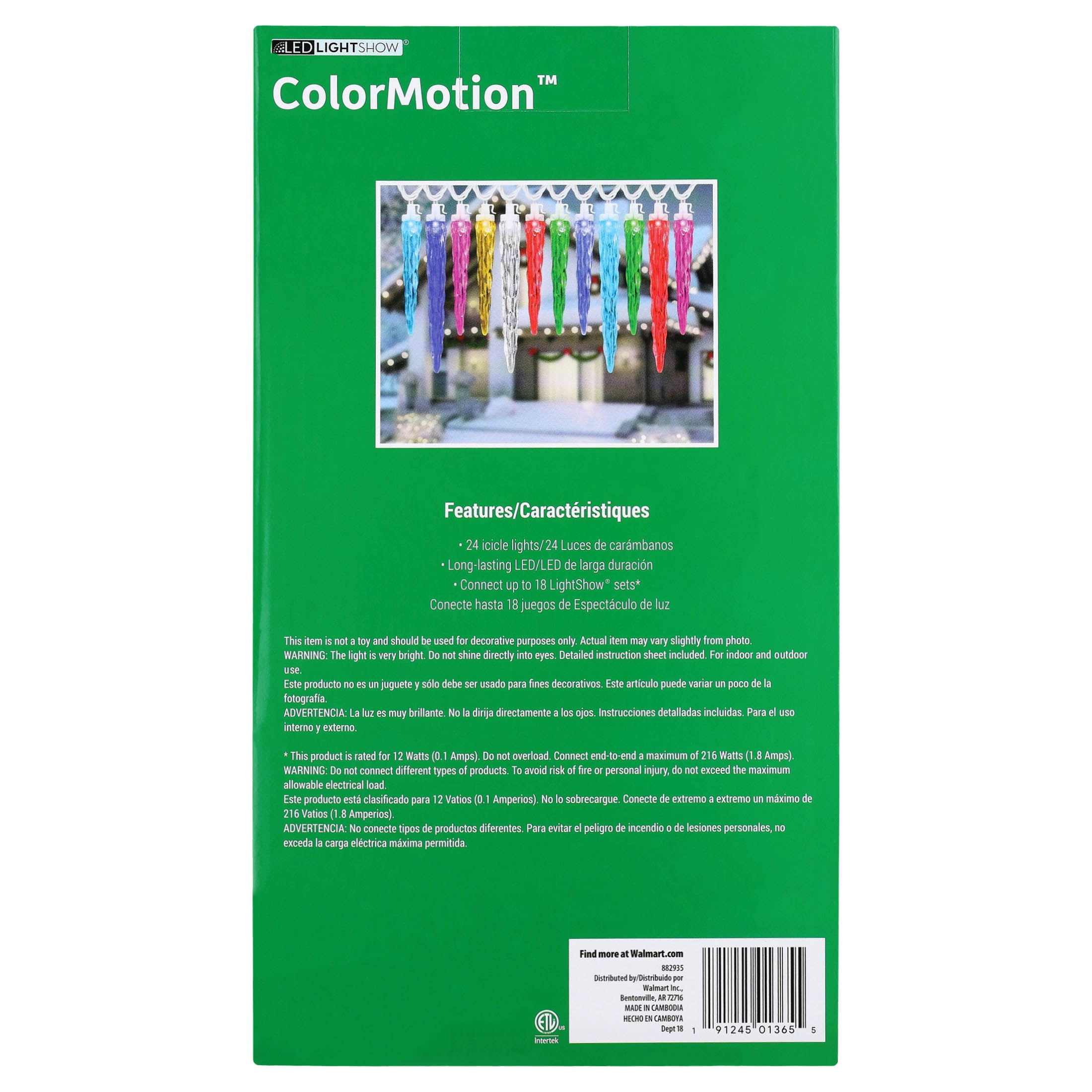 Christmas Holiday Multicolor Motion Icicle String Lights - Indoor and Outdoor Decor