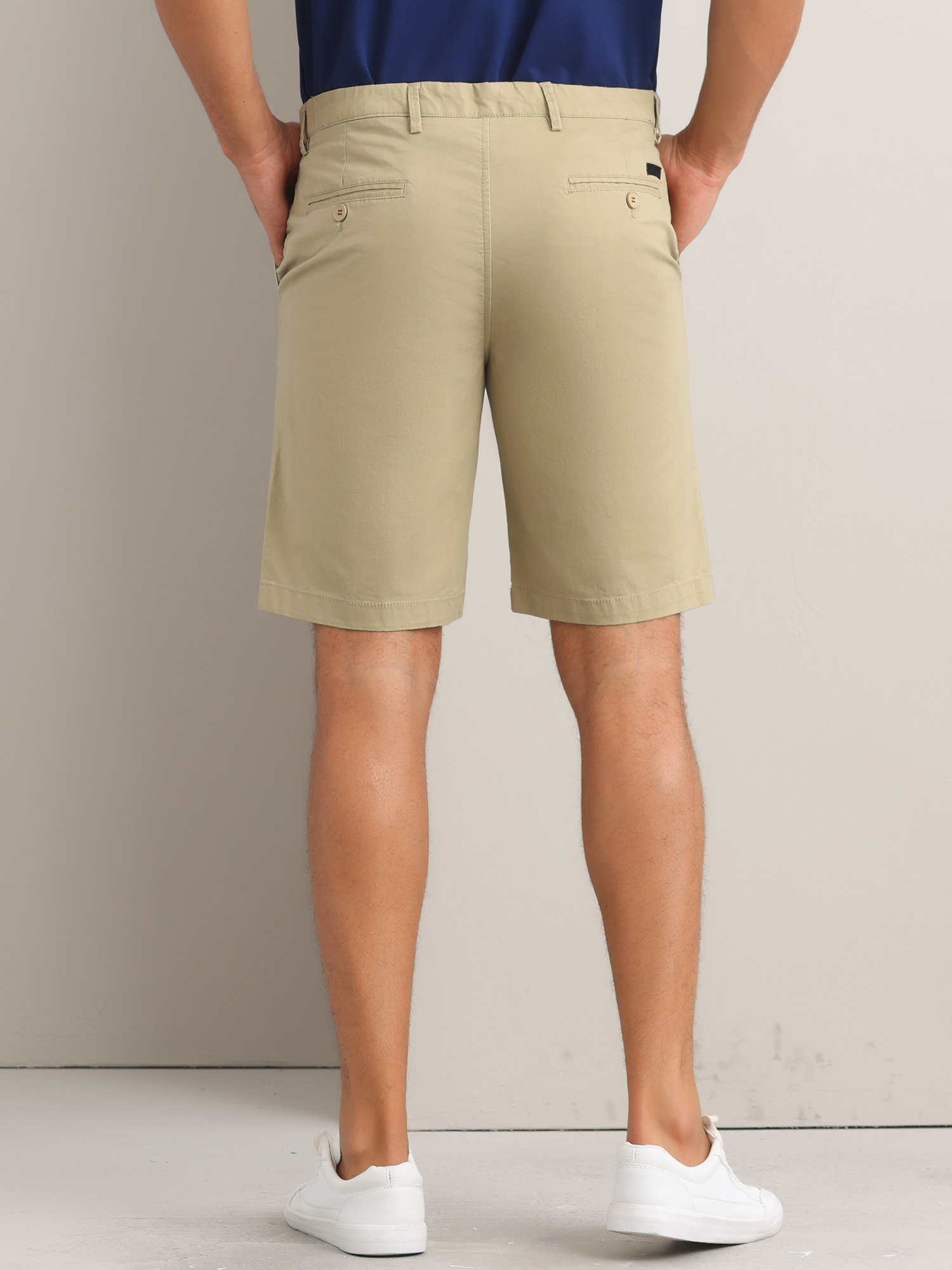 DARING DIVA Men's Solid Button Flat Front Zipper Formal Chino Dress Shorts 34 Khaki