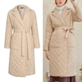 thumbnail image 4 of Gabardinas para mujer, e invierno, para proteger de lana sintética con solapa, gabardina, para proteger de manga larga, prendas de Beige M Yinane Abrigo largo recto de mujer, 4 of 8