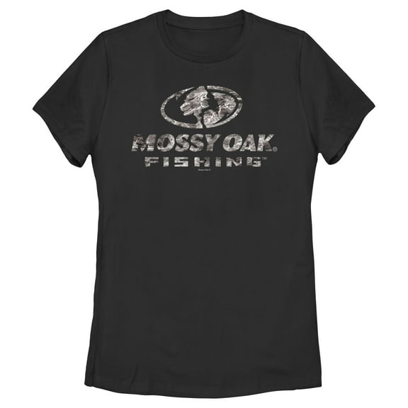 Women's Mossy Oak Water Fishing Logo  Graphic Tee Black X Large