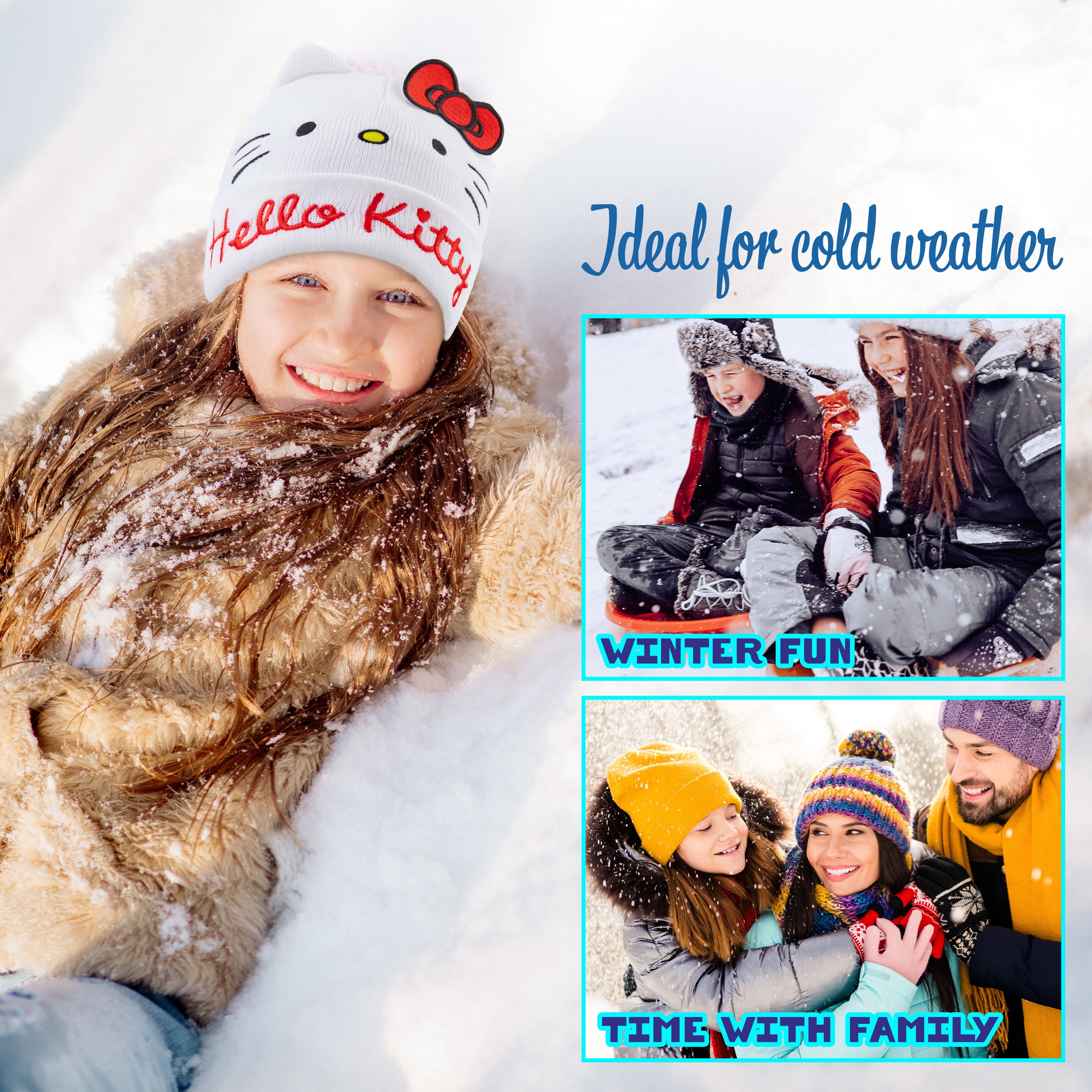 Hello Kitty Girls Winter Accessories Set Beanie Hat Scarf Gloves 3 Piece