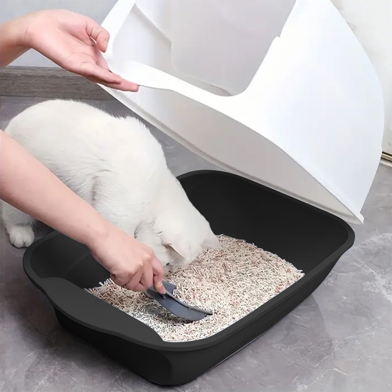 Large Covered Cat Litter Box Enclosed with Lid, High Sided Anti-Splash Litter Tray for Indoor Cats, Hooded Kitty Litter Pan with Privacy & Odor Control, Includes Scoop