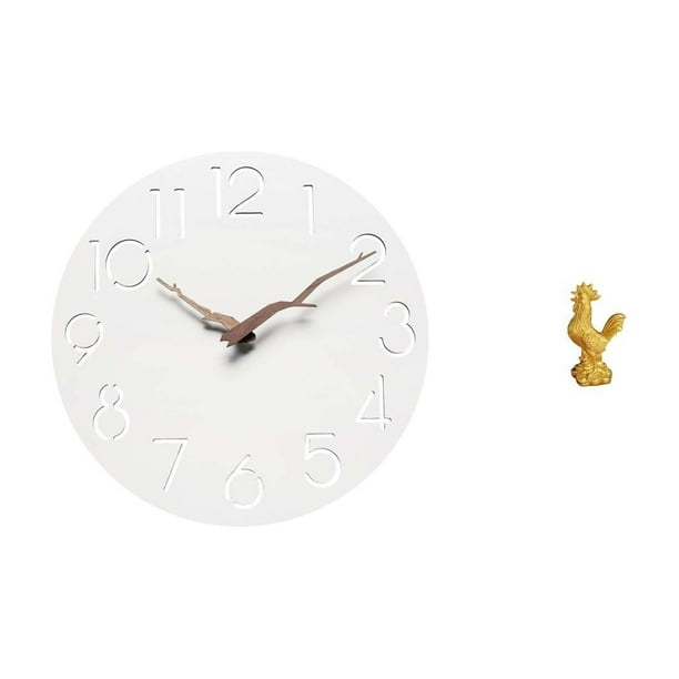 Reloj De Pared Silencioso Y Fácil De Leer, Ideal Para El Hogar, La Cocina, La Oficina O El Estudio. Incluye Una Figura De Gallo, Decoración Feng Shui Y Una Escultura De Estatua De Gallo.