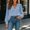 Sky Blue v neck scallop trim top women a1, variant on Women's V Neck Puff Sleeve Top Scallop Trim Solid Color Loose Fit Casual Blouse Trendy Fall Spring Outfit, Yellow M