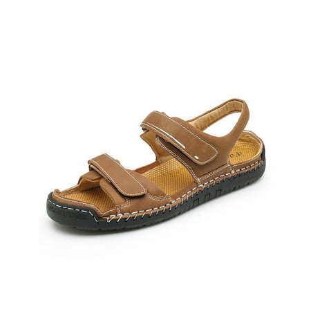 

Ritualay Men Walking Sandal Magic Tape Beach Shoes Open Toe Sandals Comfortable Lightweight Casual Shoe Men s Mens Summer Flats Yellow Brown 8