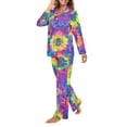thumbnail image 3 of Garronmavis Tie-dye Design Womens Long Sleeve Pajama Set 2 Piece Button Down V Neck Sleepwear Cozy Soft Loungewear Set Nightwear PJs for Women with Pockets, 3 of 7