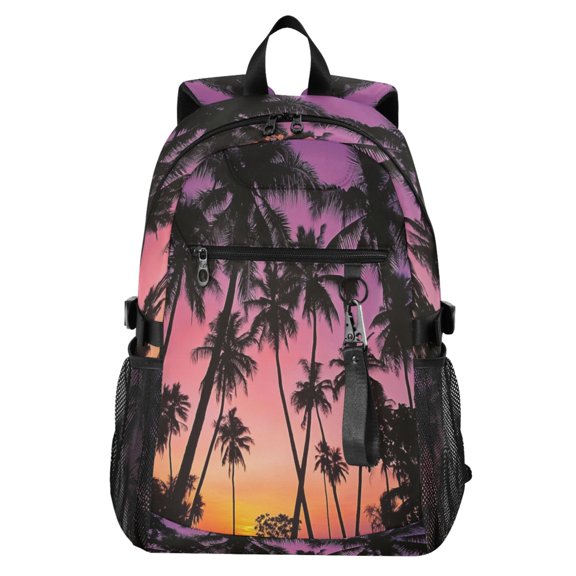 Full‑Print Casual Laptop Backpack, 20L Water‑Resistant Twill Tote Daypack with 14 Inch Computer Compartment for School Business Travel California Palm