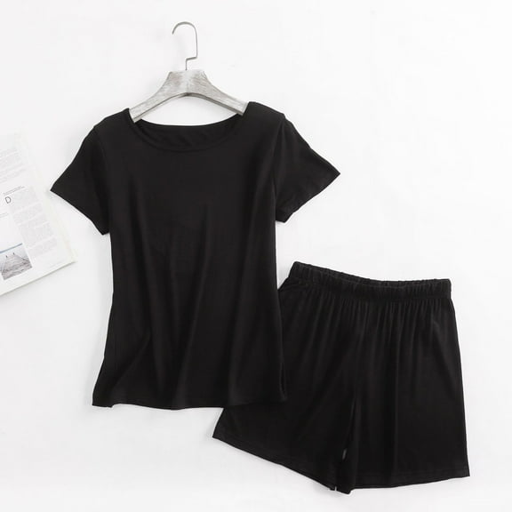 Censtreet Women's Modal 2 Piece Lounge, Comfy Soft Boxy T-Shirt & Sleep Shorts Loungewear Set