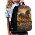 thumbnail image 3 of HUIACONG Horse Sunflower Print Unisex School Backpack for Age 6-18 Large Capacity Water Resistant Bag for Elementary Middle High School Students Daily Commute Travel, 3 of 6