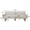 thumbnail image 3 of 73.5" Convertible Futon Sofa Bed, Linen 3-Seater Futon Couch with 3 Angles Adjustable Back and Wood Legs, Modern Loveseat Sleeper Couch for Living Room, Apartment, Beige, 3 of 7