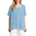 thumbnail image 2 of Womens Summer Tops Short Sleeve Solid Casual Loose Linen Shirts Top, 2 of 5