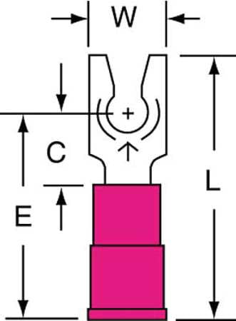 3M MV18-6FLK Fork Terminal, Red, 22 to 18 AWG, PK1000 by 3M