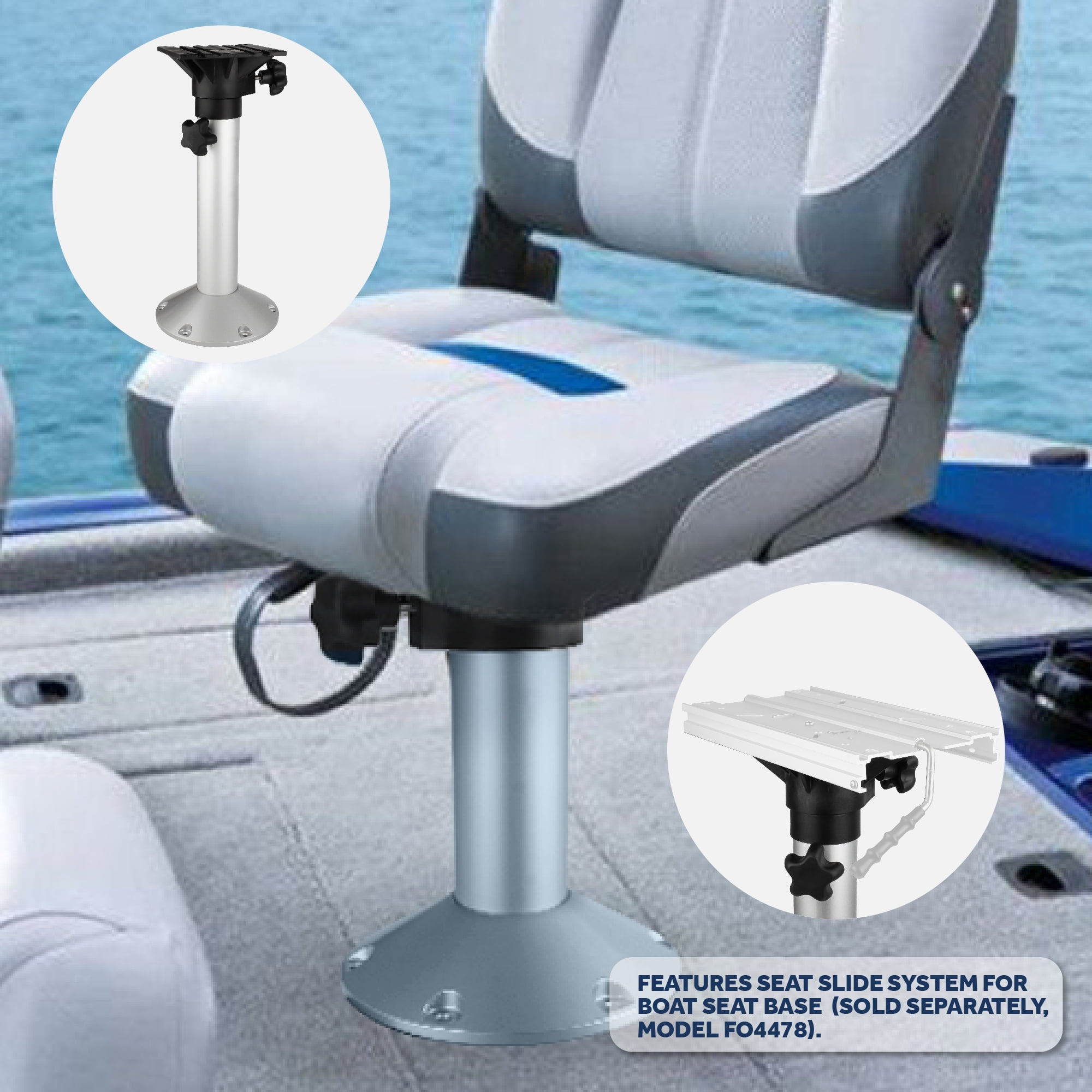 3.5 Inch Boat Seat Mount, Adjustment Marine Boat Seats Heavy Duty Plated  Aluminum Seat Base Slide Plate Captain Chair Fishing Seats Slide Plate with  a