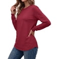thumbnail image 3 of MOSHU 3 Pack Pullover Sweatshirts for Women Crew Neck Long Sleeve Shirts Casual Loose Fit Sweatshirts Curved Hem Tunic Tops, 3 of 9