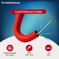 thumbnail image 3 of 1000 Foot Bulk Cat6 Ethernet Cable, 23 AWG, 350 Mhz, ETL Listed 4 Pair Solid Copper, Unshielded Twisted Pair(UTP) with Pull Box, Red, CableWholesale, 3 of 5