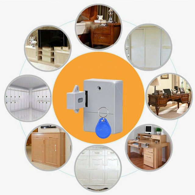 de Electrónica Invisible para pequeña sala, de Bricolaje Sin Perforaciones para pequeña sala de , Cajón, Despensa, Arma Puerta simple gris Macarena gabinete de bloqueo por inducción rfid