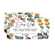 Inkdotpot 30Baby ShowerDiaper Raffle Ticket Lottery Insert Cards Supplies Games For Baby Shower Party Jungle Animals Bring A Pack Of Diapers To Win Favors Gifts And Prizes