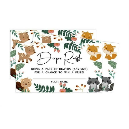 Inkdotpot 30Baby ShowerDiaper Raffle Ticket Lottery Insert Cards Supplies Games For Baby Shower Party Jungle Animals Bring A Pack Of Diapers To Win Favors Gifts And Prizes