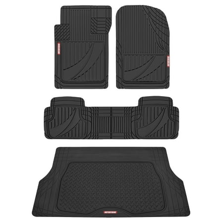 Motor Trend FlexTough Advanced Performance Car Floor Mats & Cargo Liner - 4pc HD Rubber Floor Mats & Trunk Mat for Car SUV Van Auto