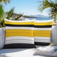 thumbnail image 4 of Outdoor Pillow Cover Yellow White Gray Black Stripe Set of 2 Waterproof Throw Pillowcases Wood Grain Decorative Patio Furniture Pillows for Couch Garden Indoor & Outdoor Use, 4 of 9