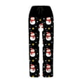 thumbnail image 5 of Roncen Women's Christmas Print Casual Pants - Loose Fit Straight Leg Trousers with Fashionable Tie Detail & Festive Design, 5 of 6