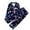 Blue, variant on Navy Blue Festive Holiday Pajama Set for Women - Candy Cane & Snowflake Print, Long Sleeve Cardigan & Matching Pants