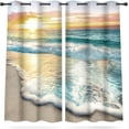thumbnail image 3 of Ocean Beach Blackout Curtains Coastal Living Room Nautical Curtain Panel Sunset Seaside Bedroom Decor Sunrise Sea Scenery Window Drapes Printed Window Treatment Fabric 52 (W) x 84(L) Inch, 3 of 6