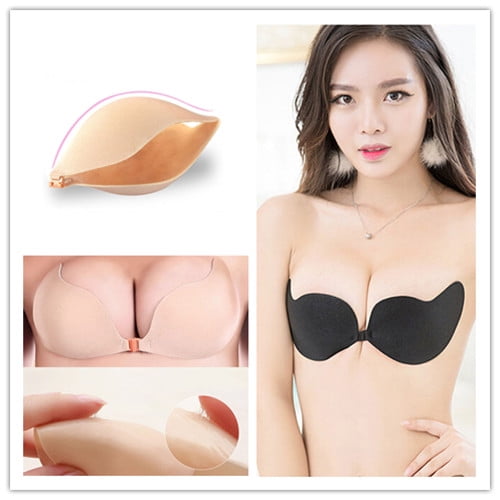 Women Adhesive Bra, Breast Lift Push up Strapless Sticky Tube Tops,  Invisible Plunge Backless Brassiere, Washable Reusable Bra