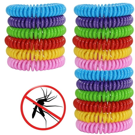 18 Pack Natural Mosquito Insect Repellent Bracelets Outdoor Indoor Bug Pest Control Wristbands for Babies Toddler Kids (Yellow Blue Pink Red Green