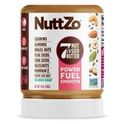 NuttZo Organic Power Fuel Smooth 7 Nut & Seed Butter Spread, Plant-Based, No Palm Oil, 12 oz Jar