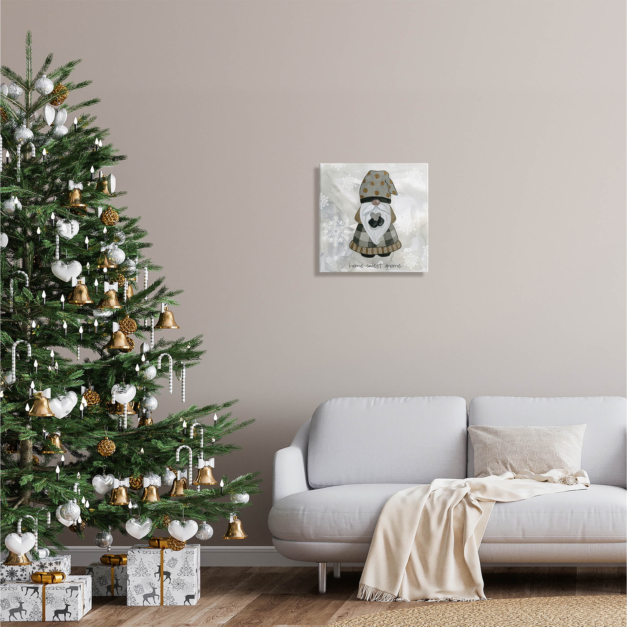 Stupell Industries Home Sweet Gnome Winter Snowflakes Graphic Art Gallery Wrapped Canvas Print Wall Art, Design by Livi Finn