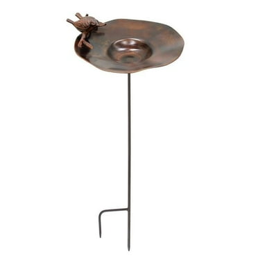 Achla BB-02AB-WM Antiqued Birdbath with Birds Wall Mount Bracket, Copper & Black