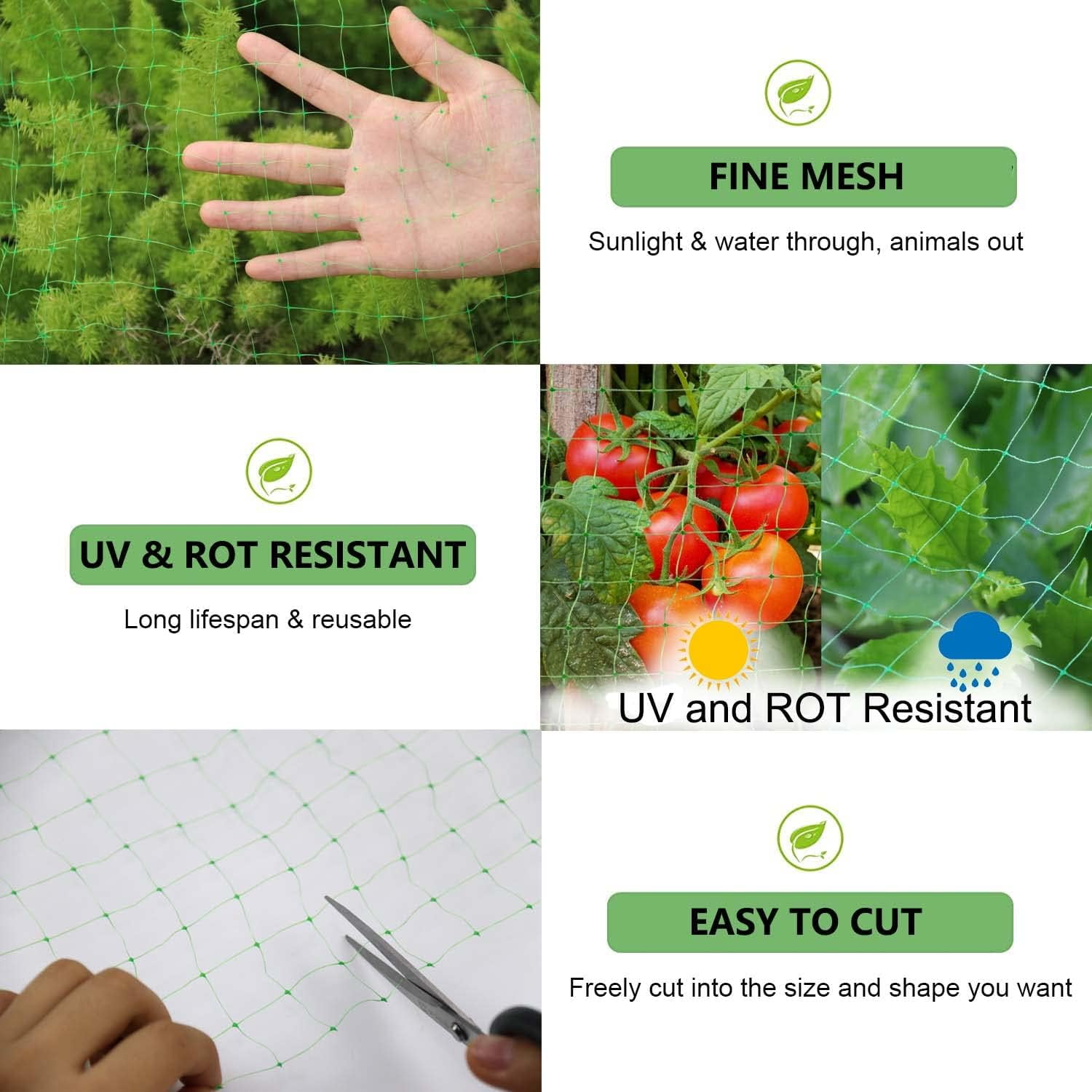 Garden Netting 7 x 100 FT Bird Netting for Protection Green Deer Plants Fruit Trees Vegetables from Birds Squirrels Other Animals