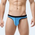thumbnail image 2 of Men Briefs Ribbed Good Stretch Big Pouch Low Waist Color Block U Convex Close Fit Underpants Panties for Honeymoon, 2 of 7