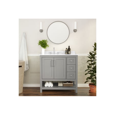 Flash Furniture Vega - Vanity cabinet - 3 drawers - 2 shelves - 2 doors - fiberboard - gray