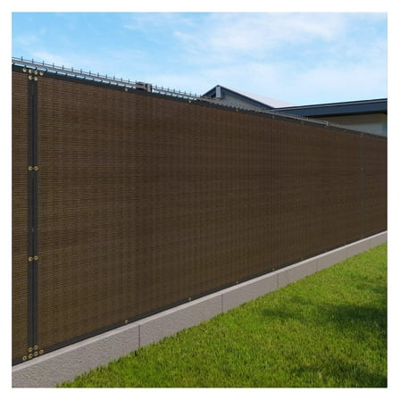 4' x 35' Privacy Fence Screen Heavy Duty Windscreen Fencing Mesh Fabric Shade Net Cover with Brass Grommtes for Outdoor Wall Garden Yard Pool Deck Brown