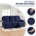 thumbnail image 3 of Timeles Recliner Covers, Stretch Reclining Chair Covers, Recliner Sofa Slipcovers Stripe Jacquard Recliner Couch Covers Furniture Protector Covers for Pet Kid (3 Seater, Dark Blue), 3 of 7