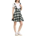 thumbnail image 5 of INSPIRE CHIC Women's Pinafore Tartan Checks Braces A-Line Suspender Skirt M Black Grey, 5 of 7