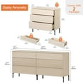 thumbnail image 6 of WAMPAT 63" W Fluted Dresser for Bedroom, Modern 6 Drawer Dresser TV Stand with Hidden Handles, Wooden Chest of Drawers Closet Clothes Storage Organizer for Bedroom, Living Room, Beige, 6 of 8