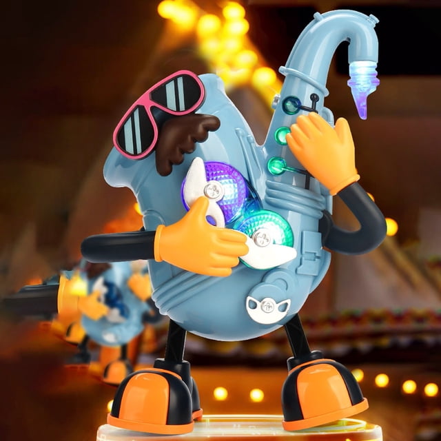 Juguetes para piscina, juguetes para bebés, juguetes para niños pequeños, robot bailarín con luces y música, saxofón mecedor y guitarra, robot bailarín, juguetes de plástico para niños y niñas