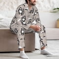 thumbnail image 7 of Naloa Cartoon Bear Brown Men’s Pajamas Set - Long Sleeve Button Down Sleep Shirt and Pajama Bottoms Sleepwear Set-Medium, 7 of 7