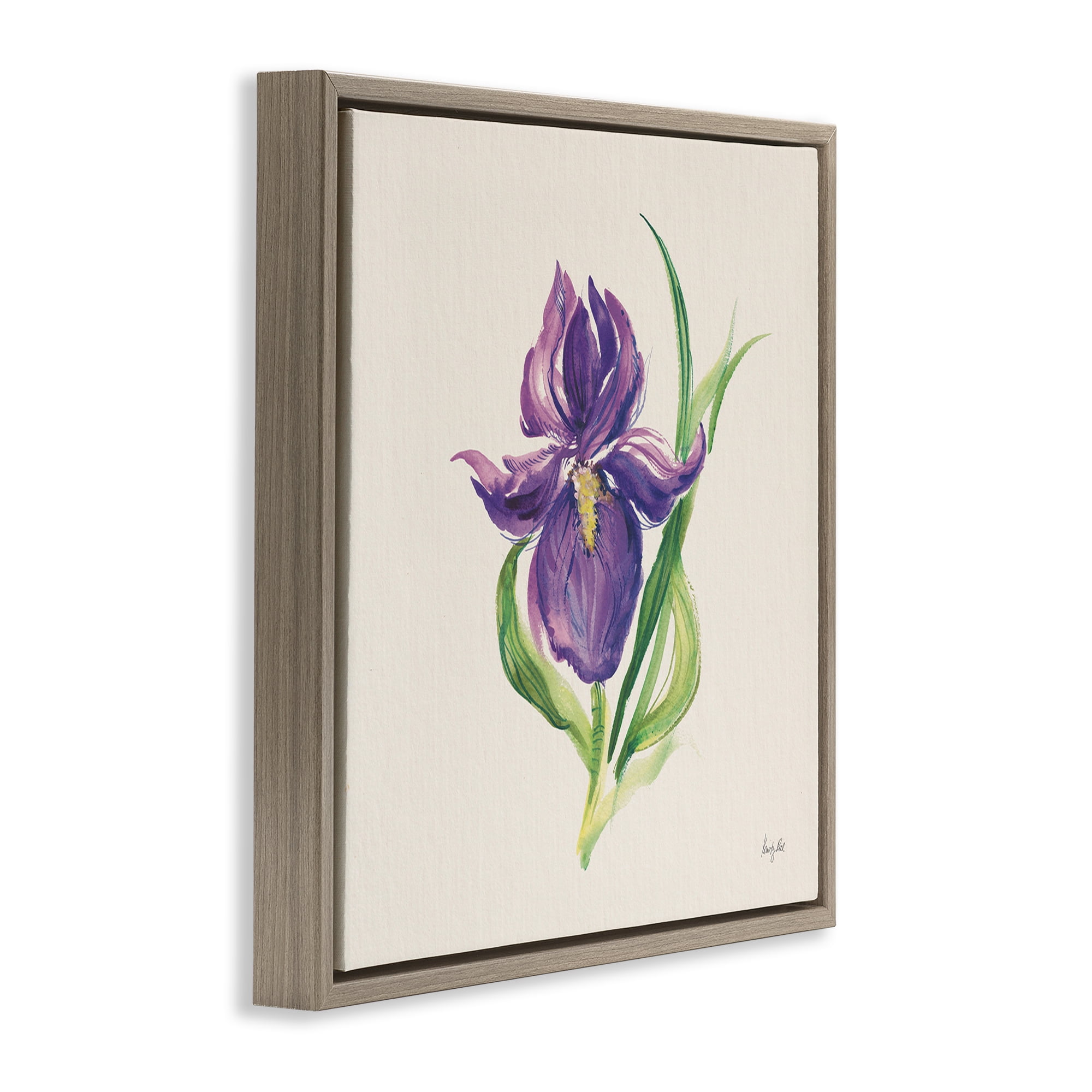 Stupell Industries Easter Iris Bloom Botanical & Floral Painting Brown Floater Framed Art Print Wall Art, 18 x 18