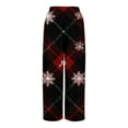 thumbnail image 6 of Women's Loose Wide Leg Pants, Christmas Print Elastic Waist Drawstring, Casual Pocket Trousers, Comfortable Lounge Pants for Holiday and Home,Vermilion,L, 6 of 6